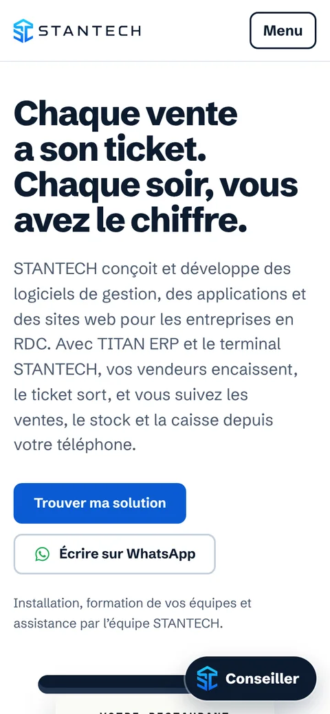 Le site titan-erp.org sur téléphone